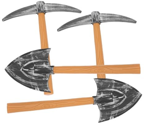 TOYANDONA 2ensembles Lot de Pioches Et Pelles Plastique Accessoires De Scène pour Halloween Cosplay Décorations De Fête Jouets Miniatures Costume Scène