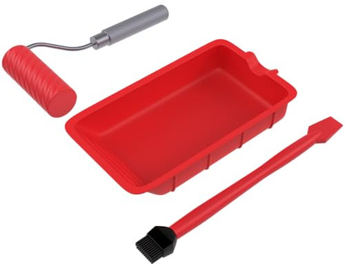 HofWerker Werkzeuge für Holzleim | Holzleim-Pinsel | Silikon-Schale, Leimrolle aus Silikon | Leim-Walze zur Verleimung von Holz, Leimpinsel (190 mm / 25 mm Breite) mit Spatel