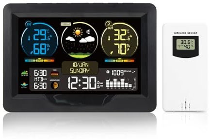 Wireless Weather Station Digital Home Temperature Humidity Meter Sun Time Tide Moon Phase Barometer Clock Forecast Trend Sesnor