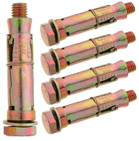 NUOBESTY 5 Pièces Boulon à expansion Gecko boulons d'ancrage m10 boulons d'expansion vis ancrages muraux pour cloisons sèches ancre de meuble Acier Carbone Golden