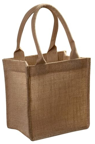 EPIGEIST Borsa Tote in Juta Naturale Leggera e Riutilizzabile Borsa Shopping Ecologica con Manici Sacchetto in Burlap per Regali e Uso Quotidiano Dimensioni