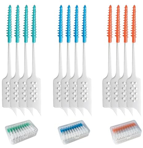 120 Pezzi Scovolini dentali, Spazzolini Interdentali Silicone, Scovolino Denti Spazzolini Interdentali con Scatola per l'Igiene Dentale Pulizia Denti Mantenimento Della Salute Orale, Blu Verde Arancio