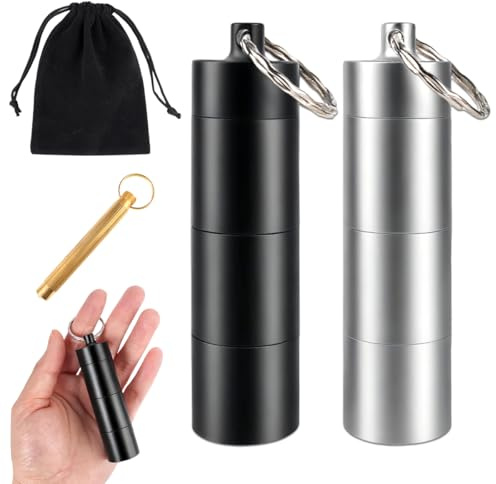 2 mini saltströare för resor, 3-i-1 bärbara aluminiumkryddburkar