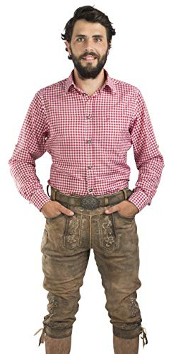 Pantaloni da Uomo in Pelle Leopold della Serie Capolavoro di Schöneberger Trachten - Calzoncini al Ginocchio d'Epoca, Compresa la Tradizionale Cintura da Costume (48, Marrone)