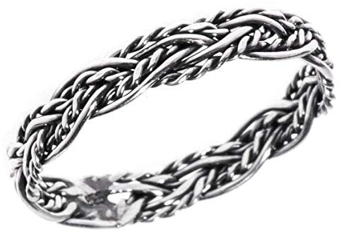 Windalf Zarter Wikingerring RICARA h: 0.3 cm Zopf-Muster Damenring Hochwertiges Silber (Silber, 60 (19.1))