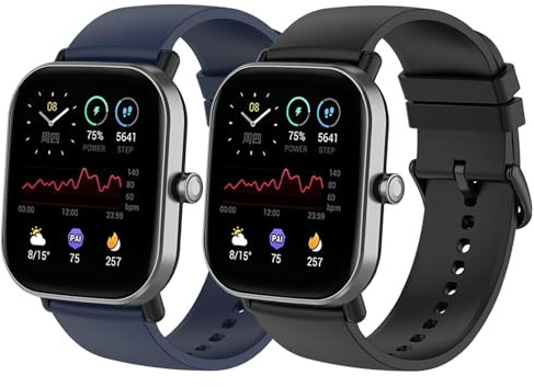 SenMore 2 Piezas Correas para Amazfit GTS - 20mm Silicona Pulsera Impermeable Correa de Repuesto para Amazfit Bip/Amazfit GTR 42mm /Amazfit GTS/GTS 3/2/2 Mini/2e