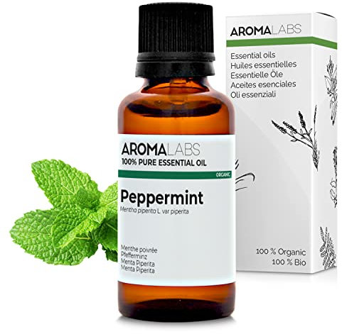 Menta Piperita BIO (Mentha x piperita) - 30 mL - Olio Essenziale Chemiotipizzato e Certificato AB - Digestione - Aroma Labs - Made in France