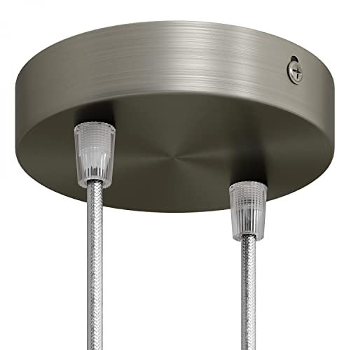 creative cables - Zylindrischer 2-Loch-Lampenbaldachin Kit aus Metall - Konisch, Titan satiniert