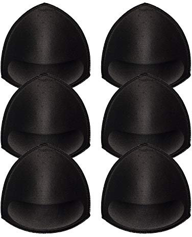 TopBine 3 Paar BH Einlagen, BH Insert Pads, Abnehmbarer Sport Push-up Pad, für Badeanzug und Bikini (3 Black B/C, A-D)