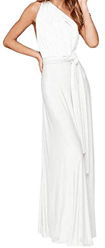 FYMNSI Femmes Transformer Infinity Robe Longue Dos nu Col V Taille Haute Sans Manches Multiway Envelopper Demoiselle d'honneur Formelle Maxi Robe de Soirée Mariage Banquet