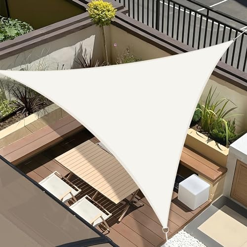 UMI Vela Ombreggiante Impermeabile 4x4x4m Triangolare Tenda a Vela Protezione Raggi UV 98% Tenda Parasole per Esterno Giardino Terrazzo - Crema