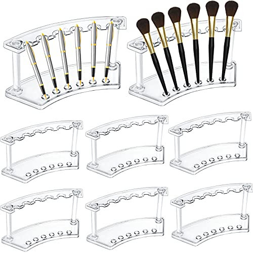 SOUJOY 8 Stück Kunststoff-Stifthalter, 6 Schlitze, Acryl-Stift-Ständer, Augenbrauen-Stift-Ständer, Make-up-Pinsel-Organizer, für Schule, Büro, Zuhause, Geschäfte, transparent