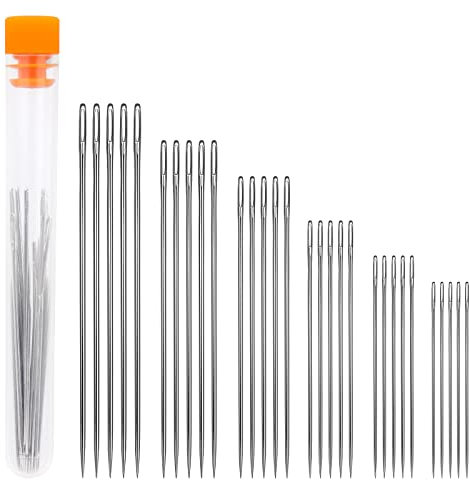 Gli aghi per cucire con occhio grande includono aghi per cucire di diverse dimensioni, aghi per cucire a mano con occhio grande con tubo di stoccaggio dell'ago da cucito