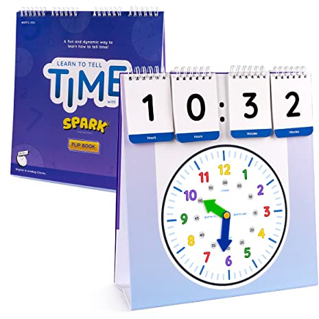 SPARK INNOVATIONS Learning Clock Teach Telling The Time Homeschool and Classroom Teaching Resources Educational Supplies Interactive Digital and Analog Clock Activity Set for Home and School