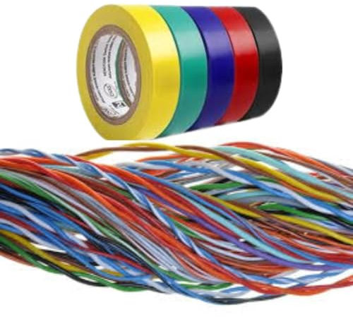 Steexu Electrical Tape 6 Pack Multicolour 17mm - PVC Insulation Tape, Waterproof Flame Retardant Electrical Insulating Tape for Colour Coding, Wire Repair & Cable Bundling