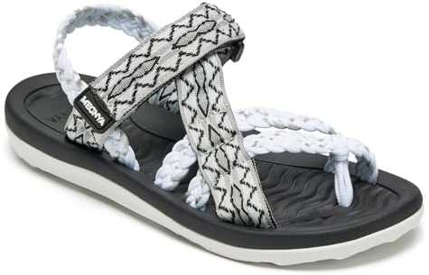MEGNYA Outdoor Casual Soft Arch Support Camping Travel Walking Shoes, Comfortable Sumemr Gowalk Leisure Flexible Hiking Sandals for Outdoor Adventure Cushion White Size 7.5