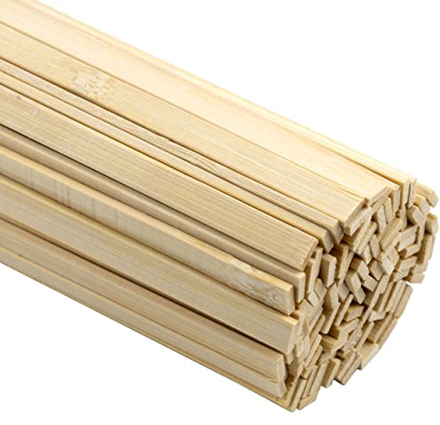 100 Pcs Wood Craft Sticks Natural Bamboo Long Craft Sticks Square Dowel Rods Unfinished Wooden Strips Long Craft Sticks Wood Strips for Craft Projects Molding Building 11.8 Inch