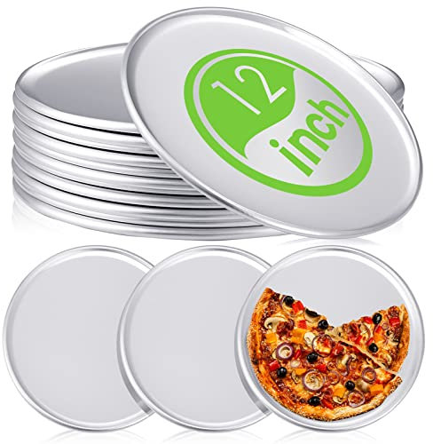 Rtteri 12 Pcs Aluminum Pizza Pan Bulk Pizza Baking Tray, 12 Inch