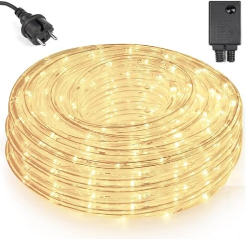 COSHANO Tira de luz Led para jardin exteriores manguera color blanco calido navidad, decoracion, fiesta girnalda exterior - interior waterproof (10 Metros)