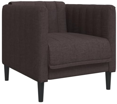 vidaXL Fauteuil, Chaise de Relaxation avec Accoudoirs et Dossier, Siège avec Pieds, Fauteuil TV de Salon Salle de Séjour, Moderne, Marron Foncé Tissu
