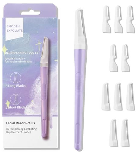 Leipple Rasoio portatile per sopracciglia, rasoio per sopracciglia e viso, strumento esfoliante per dermaplaning, con copertura di precisione, per donne e uomini (viola)