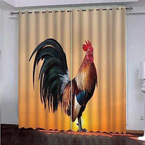 Kinder Vorhänge Schlafzimmer Tierischer Hahn Schiebegardinen Blickdichter Bedroom Children's Room Vorhang Mit Ösen Verdunkelungsgardine, Vorhänge 3D Wohnzimmer 2 X -0S3O1Q0L0F5