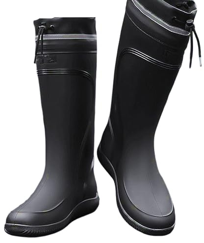 E KAINI Rain Boots for Men Waterproof Mens Knee High with PVC Rubber Boots Mens Mud Boots, Comfort Lightweight Gardening Fishing Shoes for Yard Farm Outdoor Work