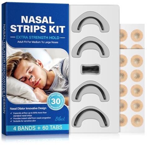 Magnetic Nose Strips,60PCS Magnetic Nasal Strips,Magnetic Nose Magnet for Breathing and Snoring Solution,Nose Strips for Better Sleep,Oxygen Boost,Extra Strength,Skin-Safe,Sweat-Resistant