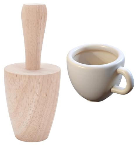 UNICRAFTALE Molde de cerámica para tazas, herramienta de modelado de cerámica, moldes de yeso curvados de madera, moldes de cerámica con mango, herramienta de modelado de cerámica de almendra