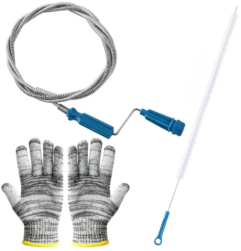 Eclove Sonda Sturatubi 3 Metri, Spirale Sturalavandini Meccanica con Spazzola per Pulizia degli Scarichi e Guanti, Coclee di Drenaggio per WC, Doccia e Vasca
