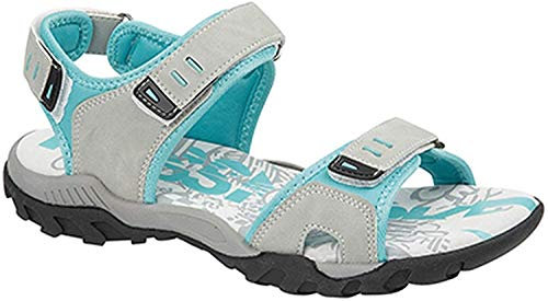 Ladies PDQ Adjustable Sports Walking Sandals Light Grey Mint L498 KD -UK 8 (EU 41)