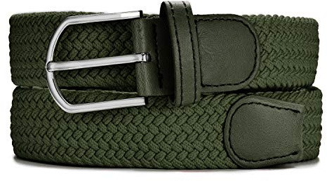 MASADA Cinturón de tela - Cinturón stretch elástico para hombres y mujeres 3,2 cm de ancho 100-110 cm de largo - Verde oliva