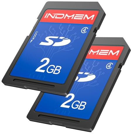 INDMEM Tarjeta SD de 2 GB, 2 unidades, clase 4 MLC Secure Digital Flash Memory Card Camera Card