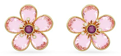 Swarovski Idyllia Ohrstecker, Vergoldete Ohrringe mit Blumen-Motiv und Strahlenden Swarovski Kristallen