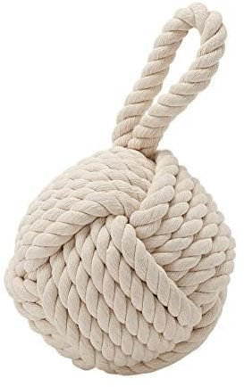 Butée de porte en corde nautique de 15 cm, 1,5 kg, boule décorative en corde, couleur crème