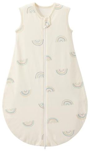 Duomiaomiao Baby Sleeping Bag 1.0 Tog Sleep Sack, Baby Sleeping Bag 100% Cotton All Years Round Baby Wearable Blanket Unisex Toddler Newborn Sleep Bag 18-36 Months, Rainbow