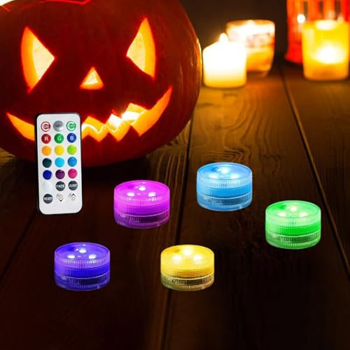 MADGININE 5pcs Submersible Led Light,Battery Tea Lights Tea Lights Battery Operated Submersible Led Lights with Remote Control for Vases,Bathrooms,Christmas Decorations with Remote Control 1 Piece
