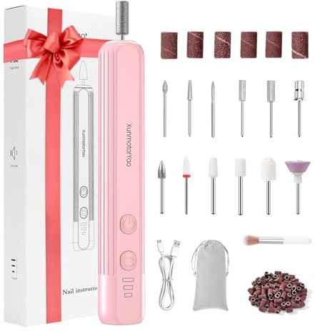 XunmotorYao Fresa per Unghie Professionale Manicure Portatile Manicure e Pedicure Elettrico e Pedicure Set Lima Unghie Elettrica Trapano Chiodo per Casa e Salone con Set,Rosa