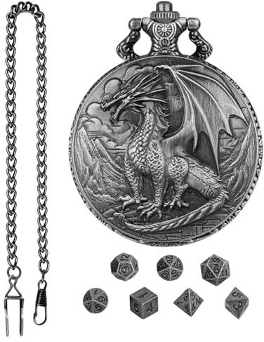 Rollspelstärningsset med fickursfodral, Fickursskal med polyedriskt | Dice Pocket Watch Shell-fodral för Family