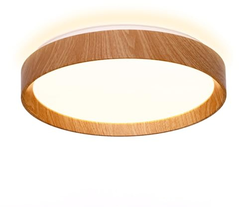 Alpinaluz Plafón LED Techo 30W Ø40cm, Luz CCT 3000K 4000K 6000K, Diseño Moderno, Carcasa de Policarbonato Resistente con Acabado en Efecto Madera, para Salón, Dormitorio o Comedor