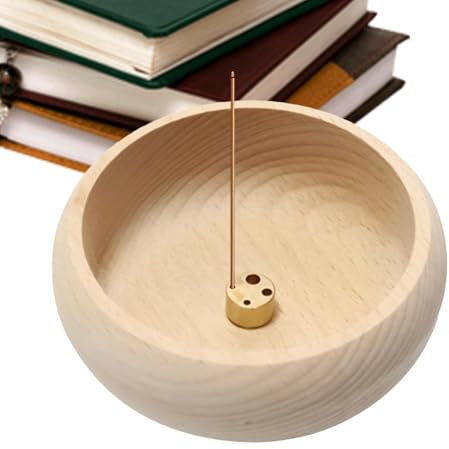 Stile A Buche: Supporto Per Incenso Rotondo - Burner Di Incenso Rotondo | Porta Del Ciotola Circolare, Bruciatore Per Ciotola Fatta A Mano Per Bastoncini, Catcher Di Cenere Di Legno