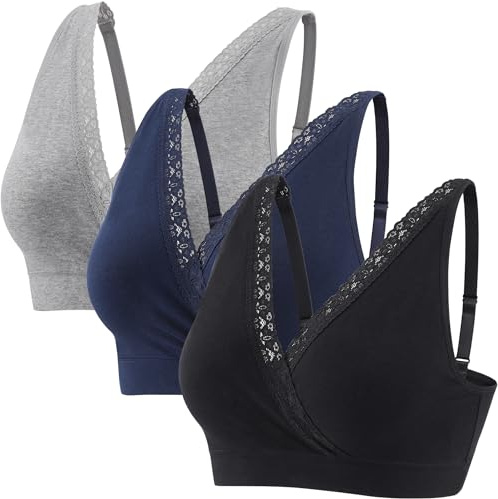 ZUMIY Soutien-Gorge d'allaitement de Maternité, Soutien-Gorge de Grossesse sans Fil, Coton Bretelles Réglables en Dentelle