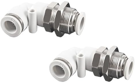 PLM Pneumatic Quick Connector L-Shaped Elbow 4 6 8 10 12MM Hose White air Connector Copper Baffle Diaphragm Connector(PLM-6)