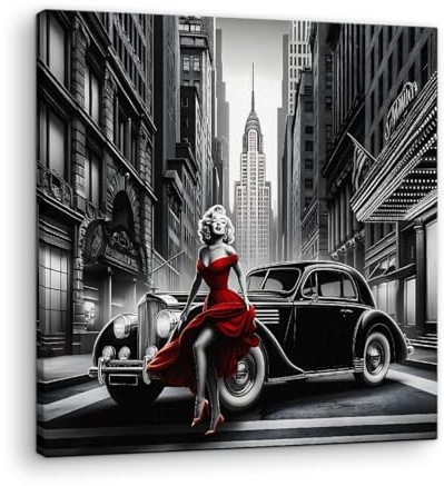Artenor Quadro Accenti in Rosso Istante Cinematografico, 60 x 60 cm - Made in Italy, Quadri Moderni Soggiorno, Camera da Letto, Cucina, Poster da Parete, Decorazioni Casa