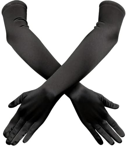 DWFEYOI Handschuhe Lang, 1 Paar Handschuhe Elegant Damen, Elastic, Elbow to Wrist, Satin Classic Abendhandschuhe, für Classic Opera Party HalloweenKarneval Kostüm