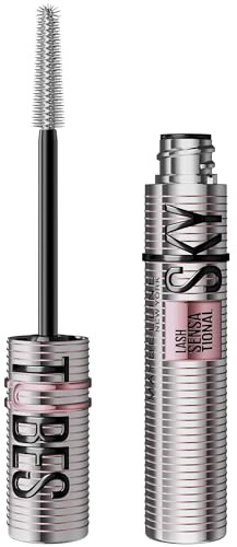 Maybelline New York Mascara Sky Tubes, Mascara Tubing Allungante Effetto Extension, Adatto a Occhi Sensibili, Con Burro di Karité e Olio di Ricino, Tenuta 24H, Nero Intenso, Lash Sensational, 7 ml