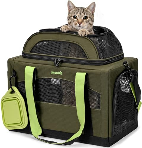 Pecute Caisse de Transport Chat et Chien Extensible, Pliable - Vert Armée