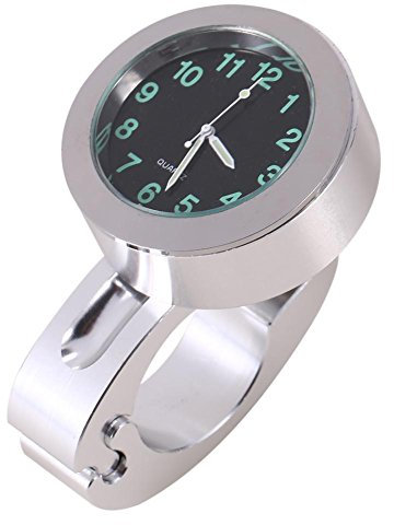 Keenso Motorcycle Handlebar Mount Digital Clock Universal Waterproof Aluminium 7/8 Inch Silver