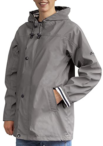Breizh Ocean - Ciré Armor femme, manteau imperméable mixte, doublure à rayures de style marinière - du XS au 4XL (Gris).