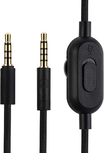 Câble de rechange compatible avec Logitech G PRO X G233 G433 - Désactivation en ligne, contrôle du volume avec microphone, câble d'extension audio pour casque de jeu